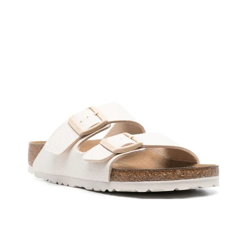 Birkenstock Arizona Vegan Textile Narrow Fit Sandals 'Eggshell'-1