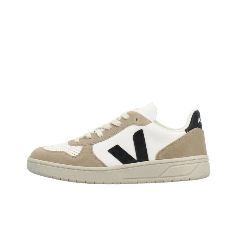 VEJA V 10 Chromefree Leather White Black Sahara-0