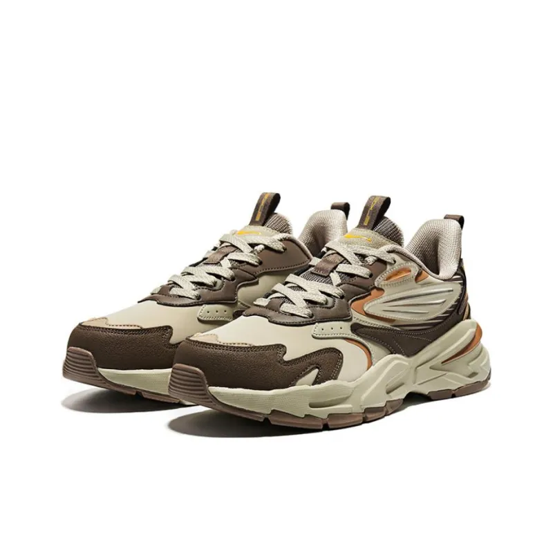 Erke Cushioned Anti-Slip And Wear-Resistant Lightweight Low-Top Running Shoes Men's Gray Brown-2