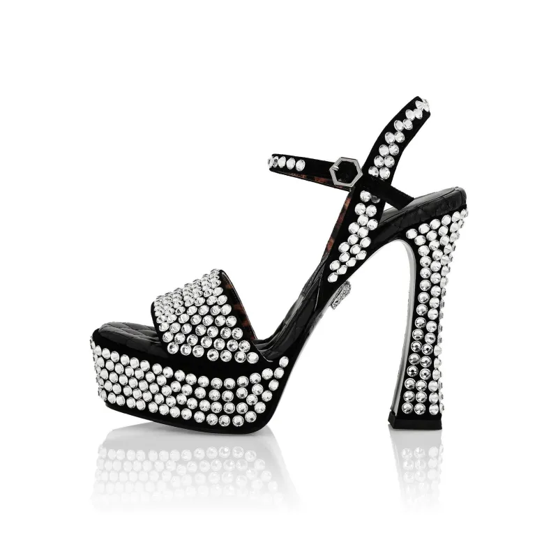 PHILIPP PLEIN Strass Crystal-embellished 140mm Sandals-0