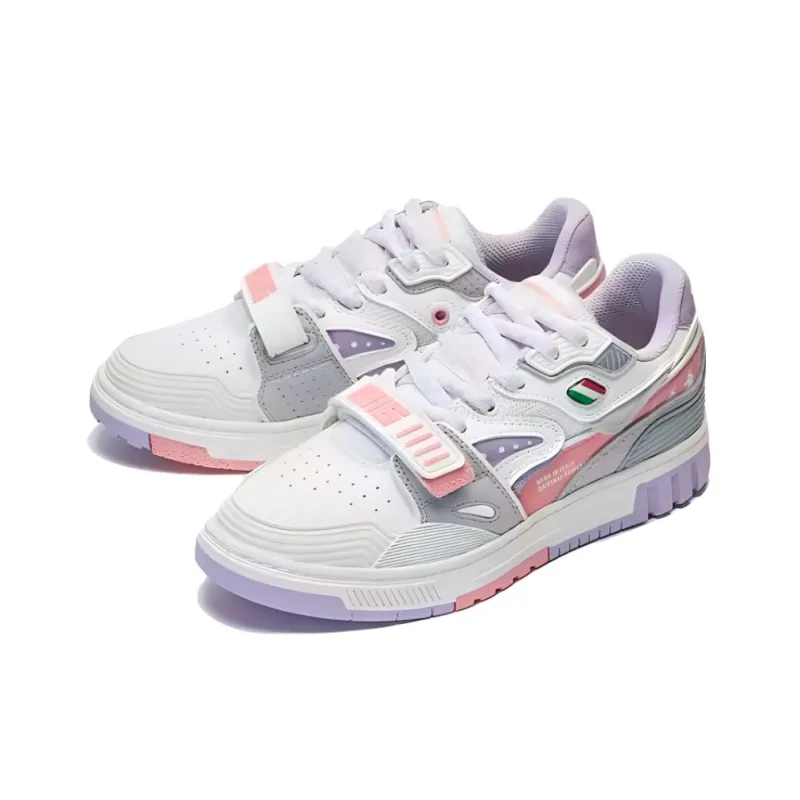 Kappa Slip Resistant, Abrasion Resistant, Lightweight Low Top Skateboard Shoes Women's White Pink-2