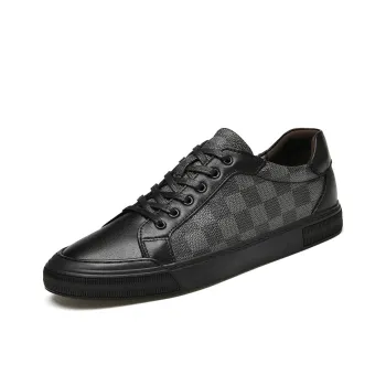 LAORENTOU Men's Casual Shoes Men Low Top Black Gray/Black Brown