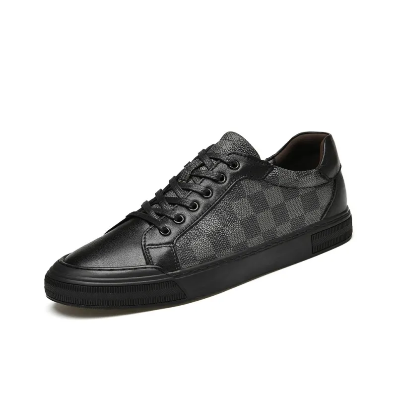 LAORENTOU Men's Casual Shoes Men Low Top Black Gray/Black Brown-0