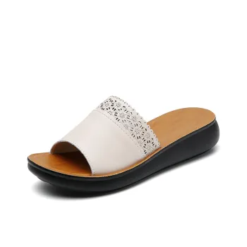 Reivanti Rubber Sole Slip-Resistant Slide Slippers Women's Beige