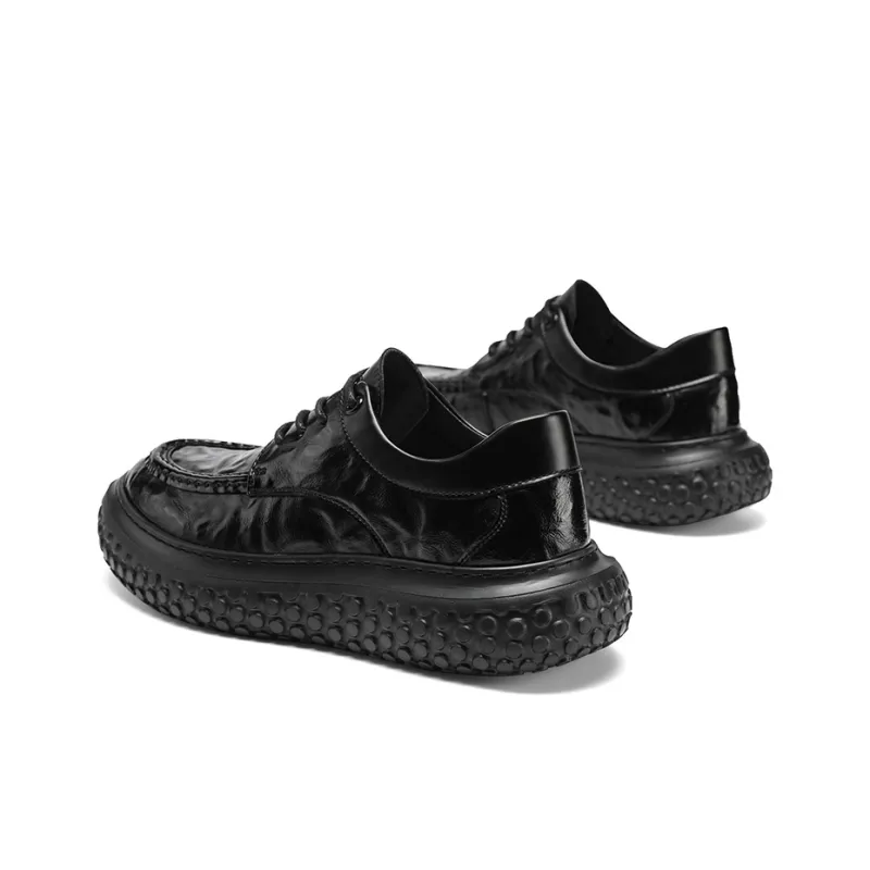 G.N.SHIJIA Men's Casual Shoes Men Low Top Black/Dark Brown-6