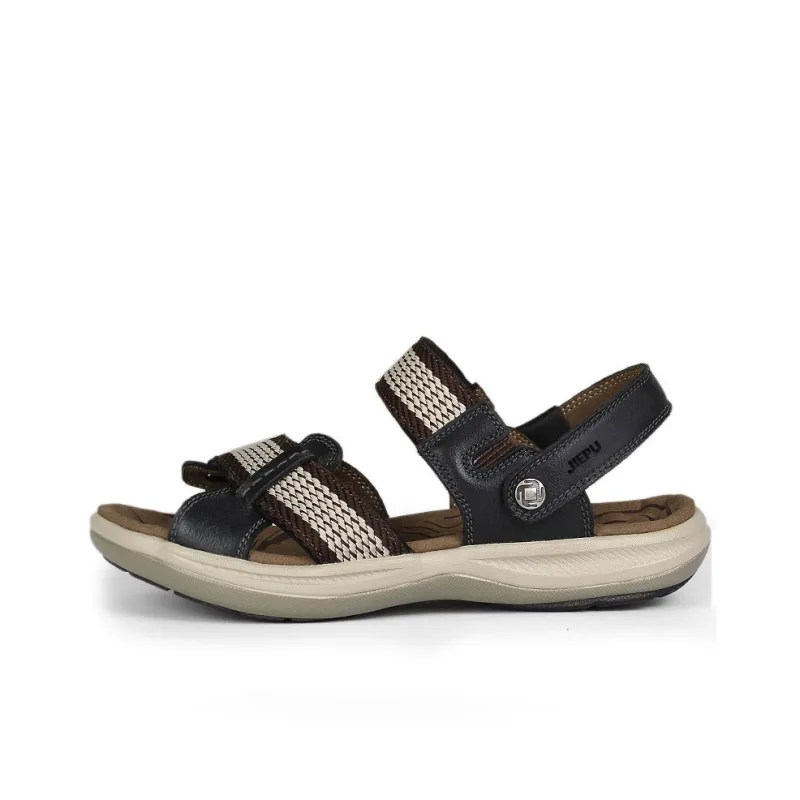 JIEPU Beach Sandals Unisex Black/Brown/Khaki-0