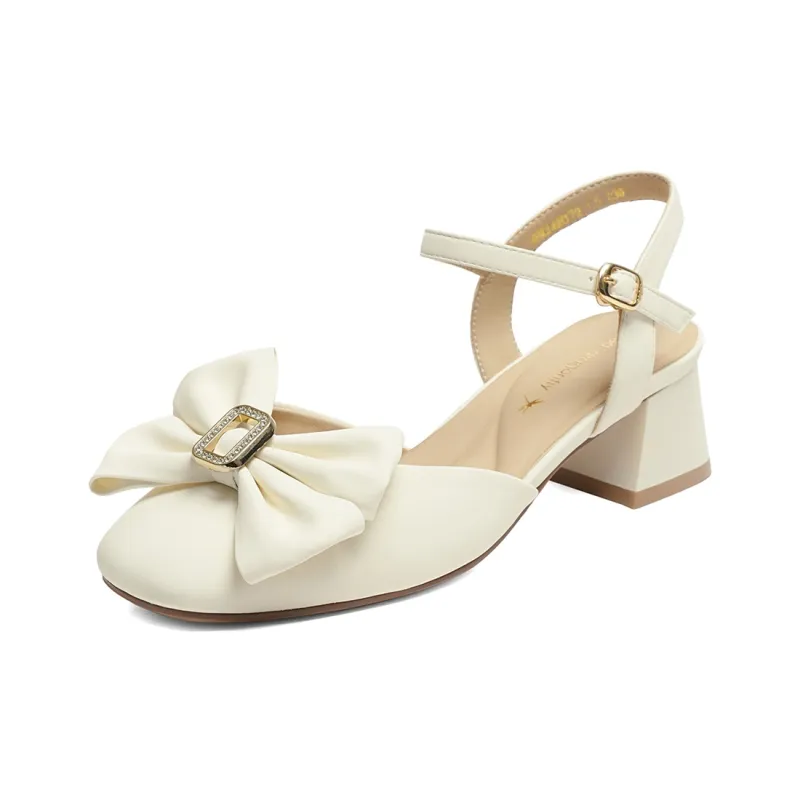 RED DRAGONFLY Casual Shoes Fashion Apparel Shoes Roman Sandals 5.5cm Heel Women's Black/Ecru/Apricot-5