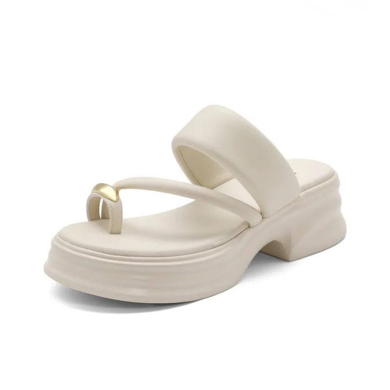 BELLE EVA Metal Slip-Resistant Slide Slippers Women's Ecru Apricot-0