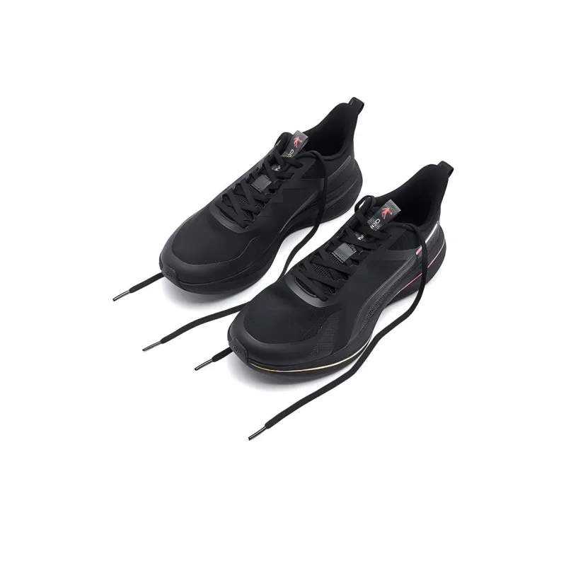 QIAODAN Wear-Resistant Slip-Resistant Low-Top Casual Running Shoes Men's Black Pink-2