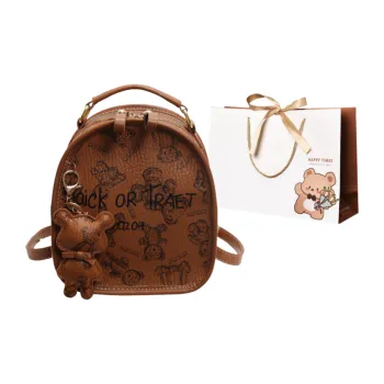 ERANGBEAR PU Backpack Small Size Women's Brown/Black/Pink/White