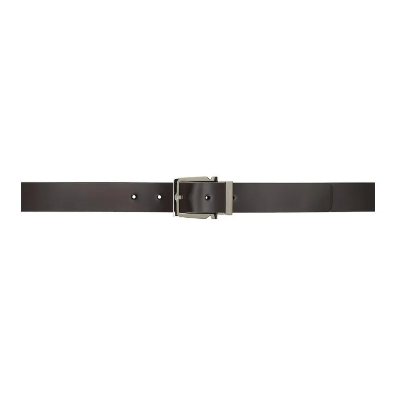 FERRAGAMO Micro-Logo Brogues Calfskin Leather Belts Men's Brown Width: 2.5CM-0