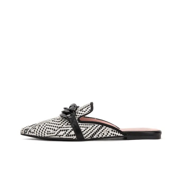 PrettyBallerinas Wrap-toe Slippers Women's Black White-0
