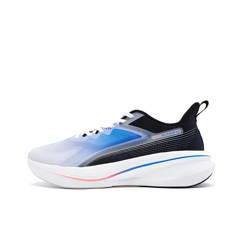 QIAODAN Wear Resistant Slip Resistant Low Top Casual Running Shoes Men's White Blue Black-0