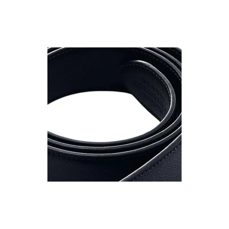 TIFFANY & CO. Solid Color Design Sterling Silver Leather Belts Men's Black --2