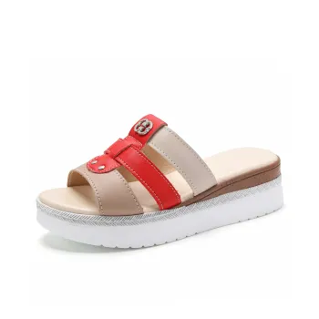Reivanti Rubber Sole Slip Resistant Slide Slippers Women's Red