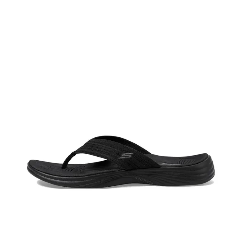 Skechers Arch Fit Abrasion-Resistant Slip-Resistant Flip Flops Women's Black-0