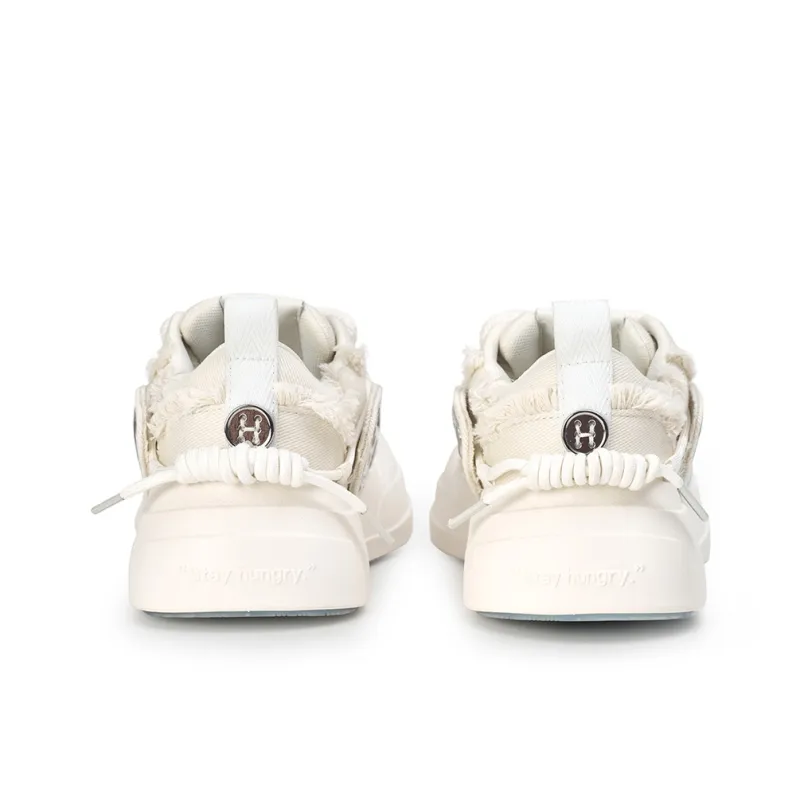 H 52 Anti Slip Wear Resistant Low Top Skateboard Shoes Unisex White-4