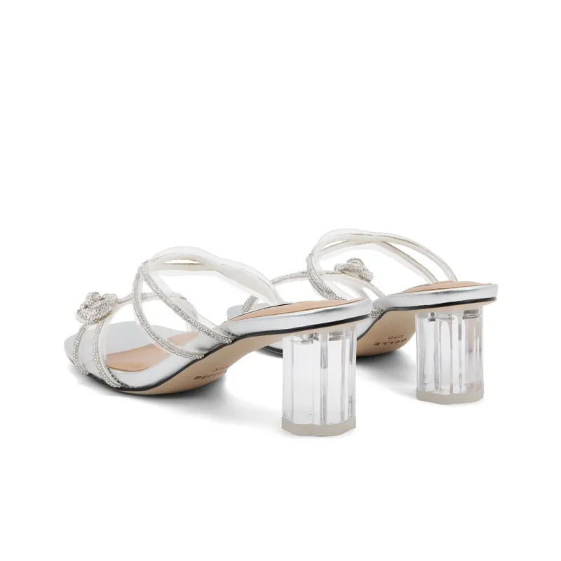 BELLE Rubber Sole Rhinestone Abrasion-Resistant Slide Slippers Women's Silver Gold-3