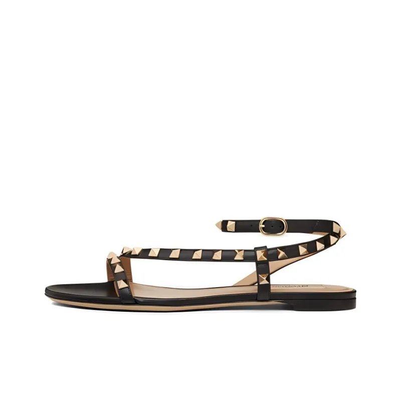 Valentino One Strap Sandals 0.5cm Women's Black-0