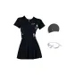 Black Three-Piece Set (Swimsuit+Swim Goggles+Swimming Cap)