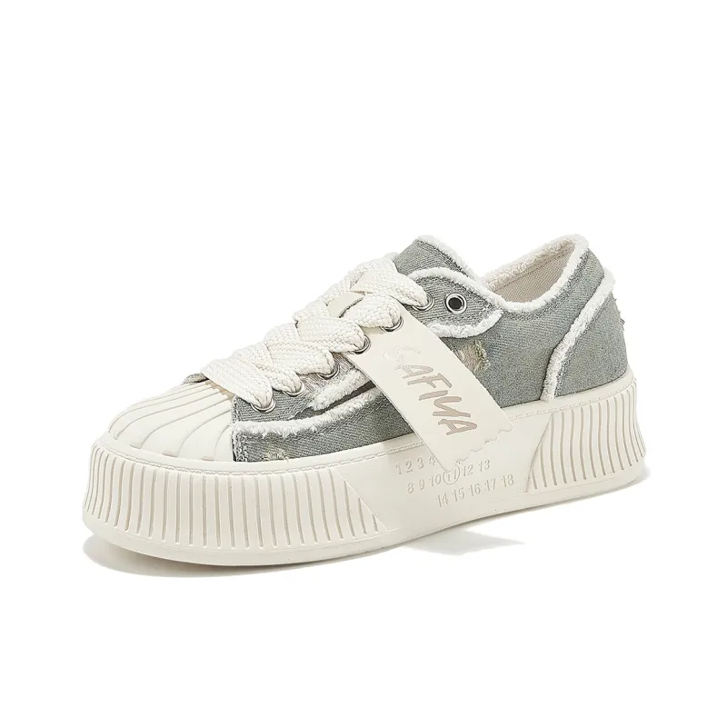 XINGQILIUQIXIA x Safiya Wear-Resistant Breathable Lightweight Height Increasing Low-Top Canvas Shoes Women's-0