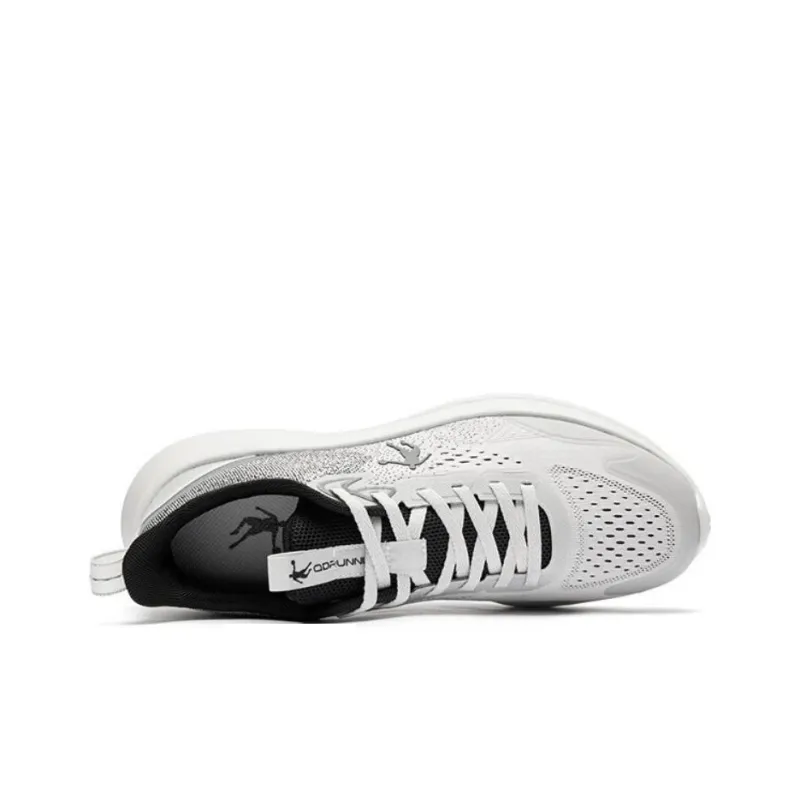 QIAODAN Wear resistant Non slip And Breathable Low Top Casual Running Shoes Men's Light Gray Black-3