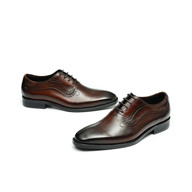 ASTON M.JAZZ Dress Shoes Men Low Top Black/Coffee-2