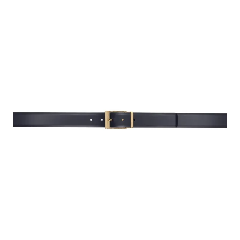 FERRAGAMO Micro-Logo Brogues Calfskin Leather Belts Men's Black Width: 4CM-0