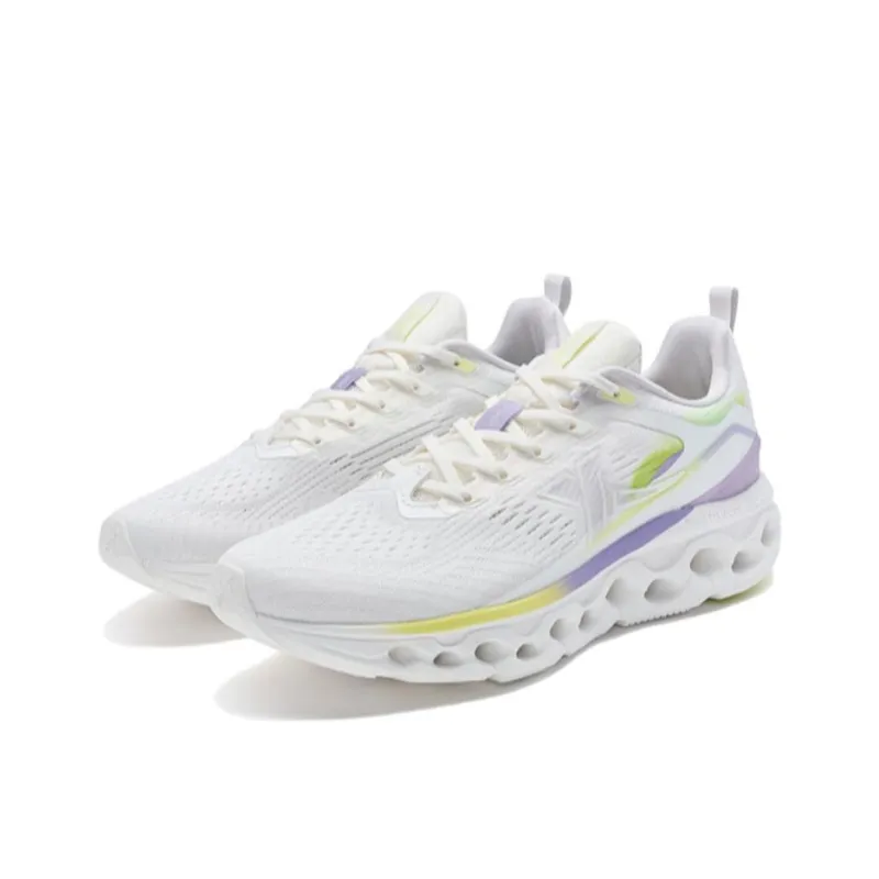 XTEP Wear Resistant Cushioning Slip Resistant Low Top Running Shoes Women's White Purple Yellow-1