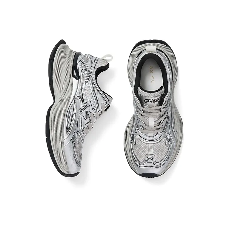 GG CC Chunky Sneakers Women's Low Top Silver/Black-1