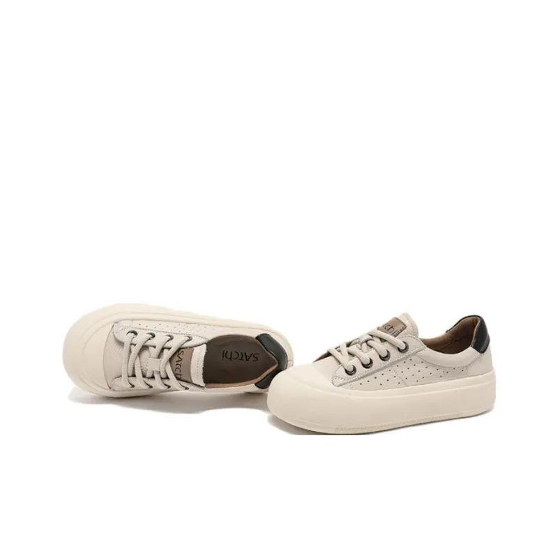 Satchi Low Top Skateboard Shoes Women's Ecru-2