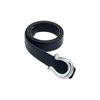 TIFFANY & CO. Letter Logo Sterling Silver Leather Belts Men's Black -