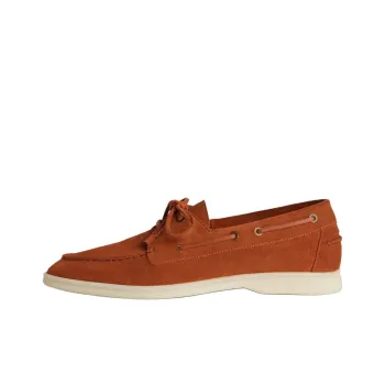 Loro Piana Sea Sail Walk Boat Shoes Men's Brown Red