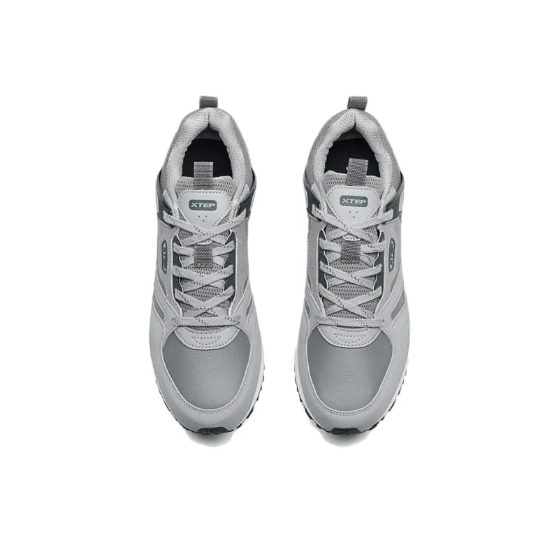 XTEP Classic 80 Abrasion Resistant Slip Resistant Lightweight Low Top Casual Shoes Men's Gray-3