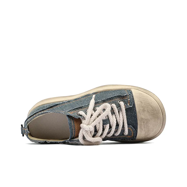 Angelmi Wear Resistant Low Top Skateboard Shoes Men's Blue-4
