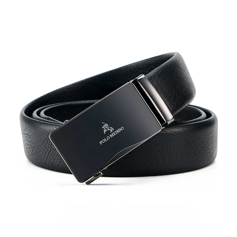 POLOMEISDO Soft Top Grain Cow Leather Automatic Buckle Belt Box Men's 3.5cm Box With Custom Exclusive Greeting Card-1