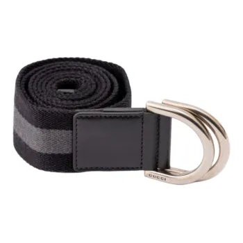GUCCI Logo Identification Canvas Belt Unisex Black/Gray