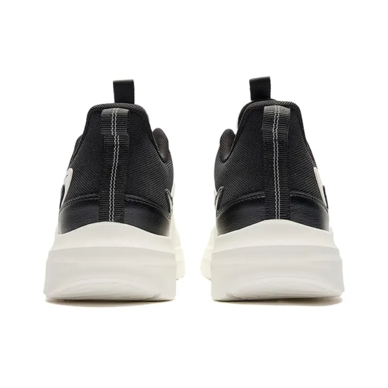 QIAODAN Wear Resistant Support Low Top Running Shoes Men's White Black-3