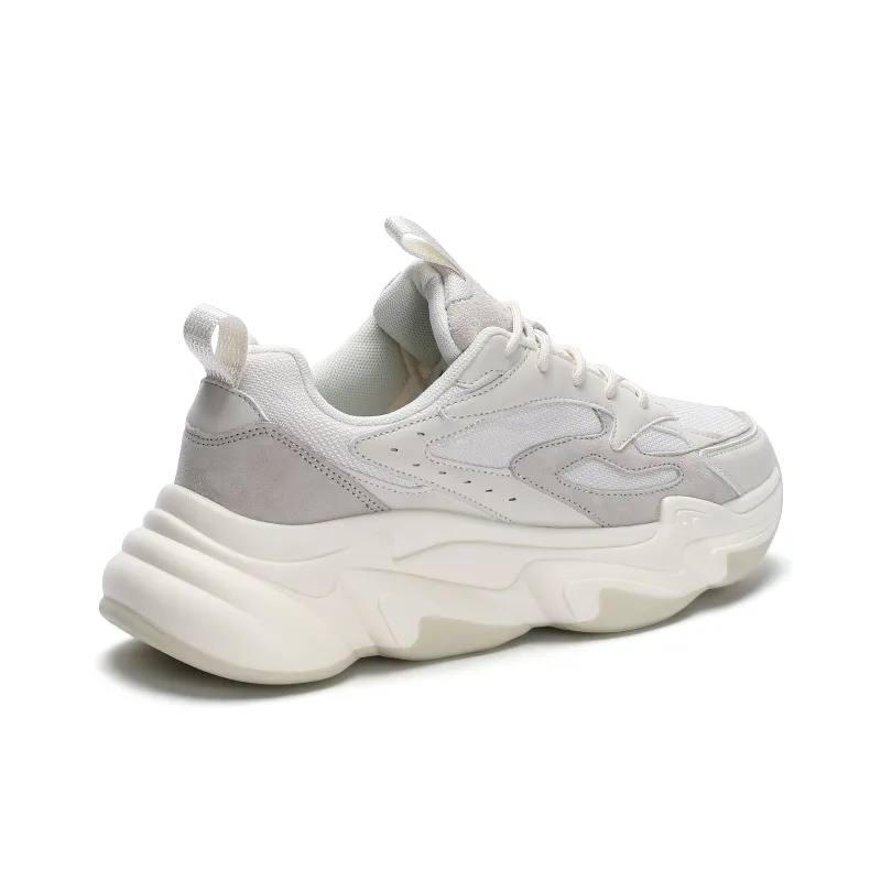 JEEP SPIRIT Abrasion Resistant, Breathable, Lightweight, Height Increasing Low Top Chunky Sneakers Men's White-4