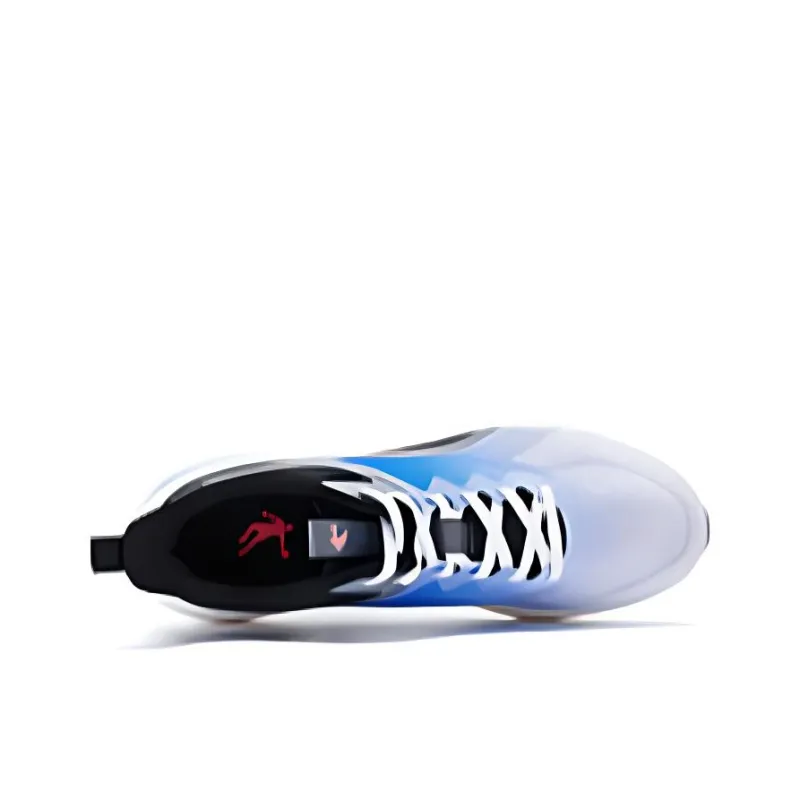 QIAODAN Wear Resistant Slip Resistant Low Top Casual Running Shoes Men's White Blue Black-2