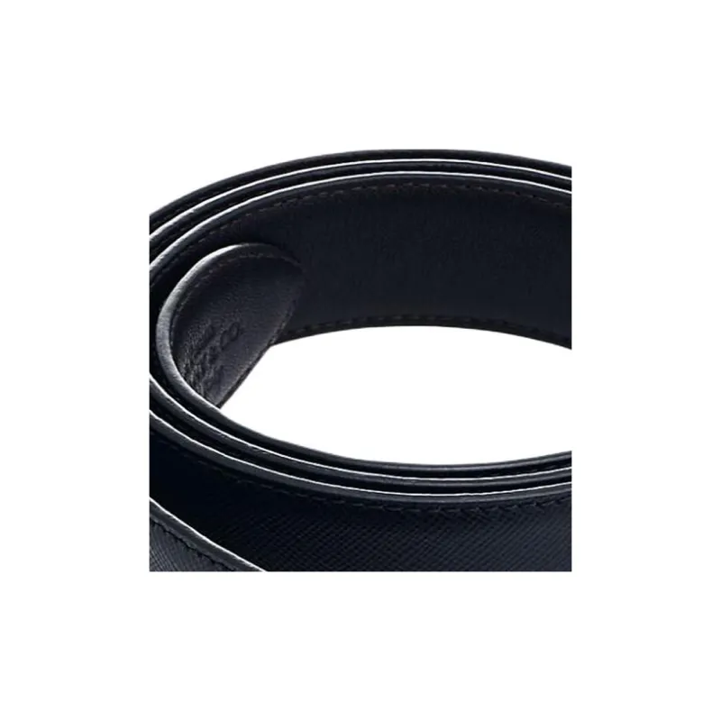 TIFFANY & CO. Letter Logo Sterling Silver Leather Belts Men's Black --2
