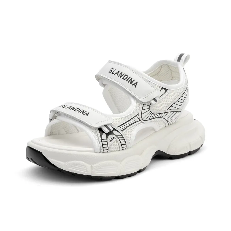 GEMEIQ Beach Sandals Women's Black/White/Silver-7