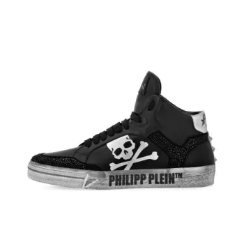 PHILIPP PLEIN Strass Retrokickz Tm High-Top Skateboard Shoes Men's Black