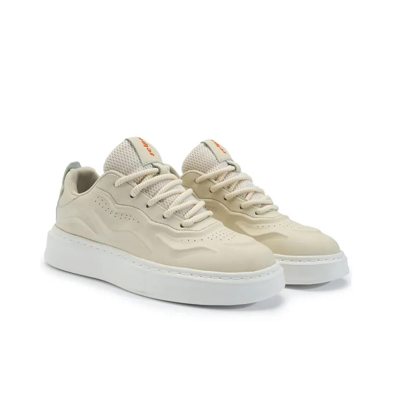 ABCIU Slip Resistant Cushioning Wear Resistant Low Top Skateboard Shoes Unisex Beige-2