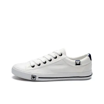 Warrior Wear Resistant Slip Resistant Low Top Canvas Shoes Unisex White