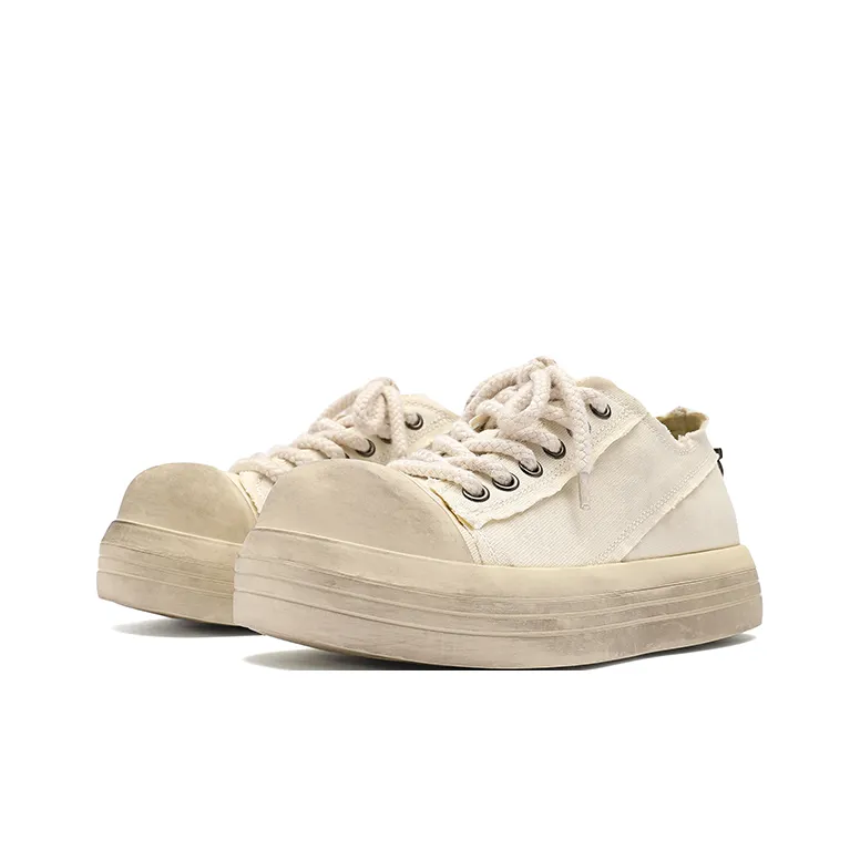 Angelmi Wear Resistant Low Top Skateboard Shoes Men's White-2