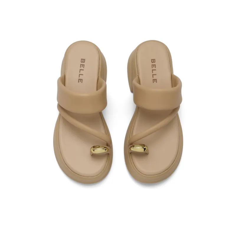 BELLE EVA Metal Slip-Resistant Slide Slippers Women's Ecru Apricot-6