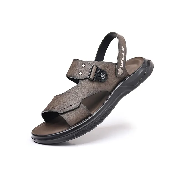 LIANGGUAN Beach Sandals Men Gray/Brown-1