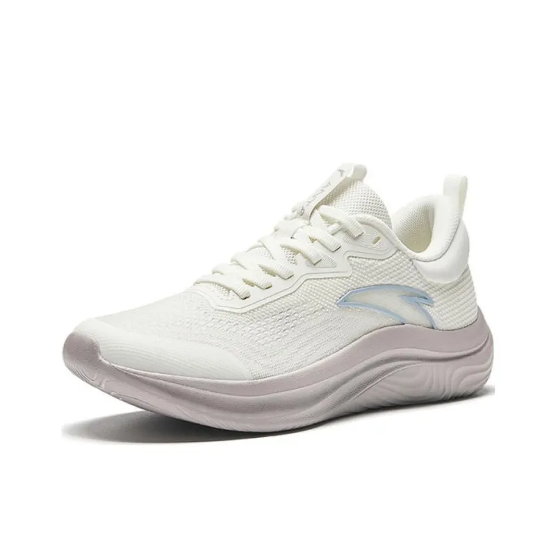 Anta Cushioning Wear Resistant Low Top Casual Running Shoes Women's Ivory White-0