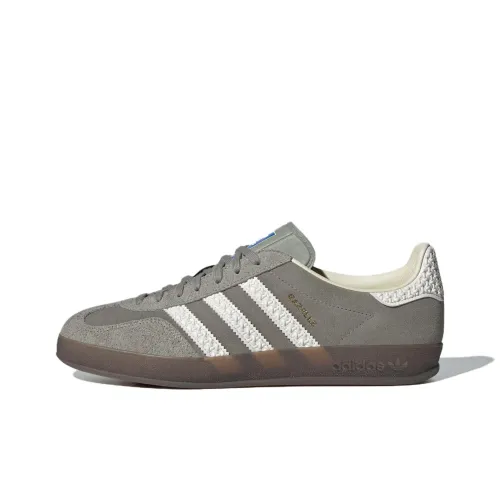 Adidas Originals GAZELLE INDOOR Skateboard Shoes Unisex Low-Top Eggstone Silver Grey/Han Jade White/Gold